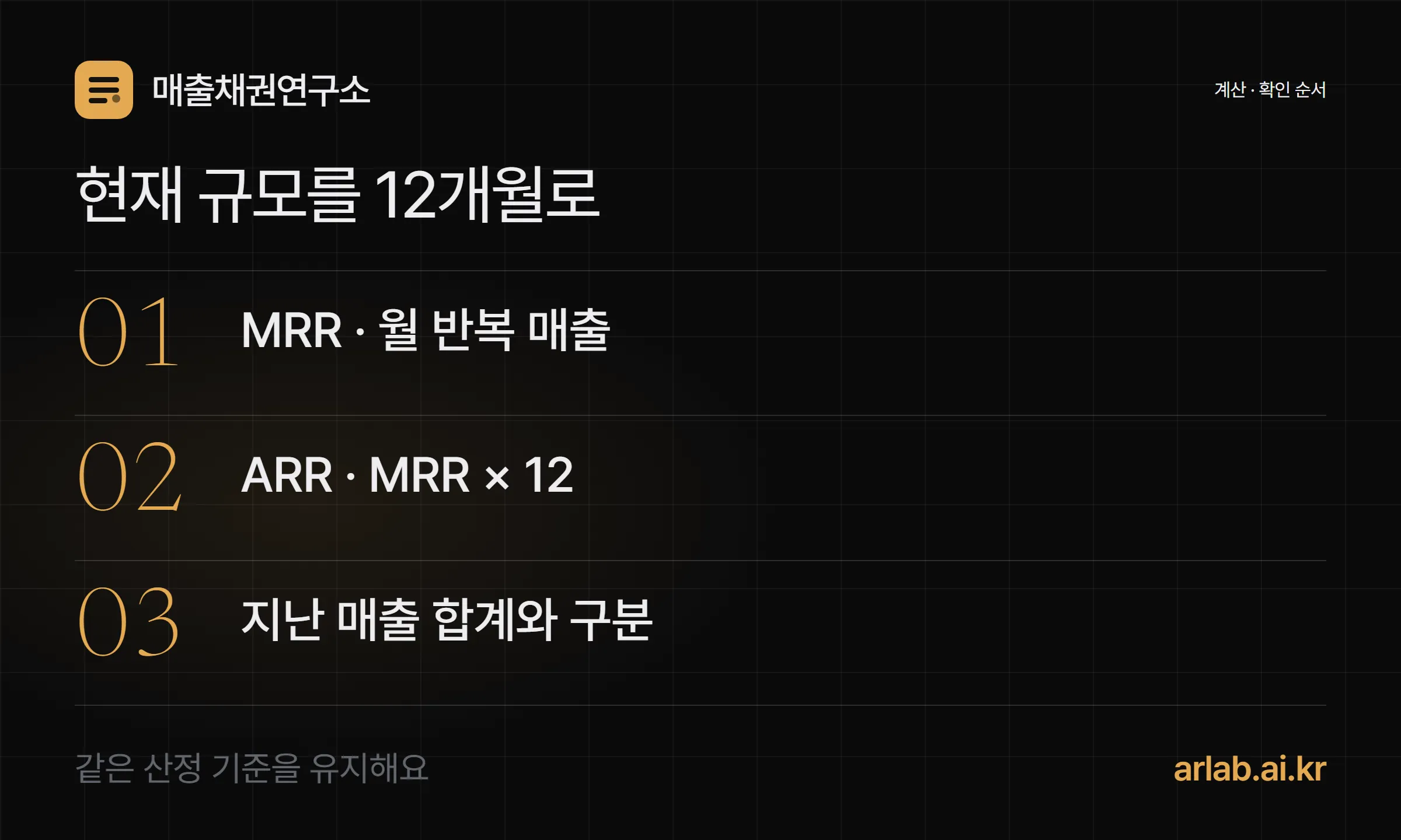 ARR 뜻: 현재 월 반복 매출 MRR을 12개월로 환산하며 이미 발생한 연간 매출과 구분