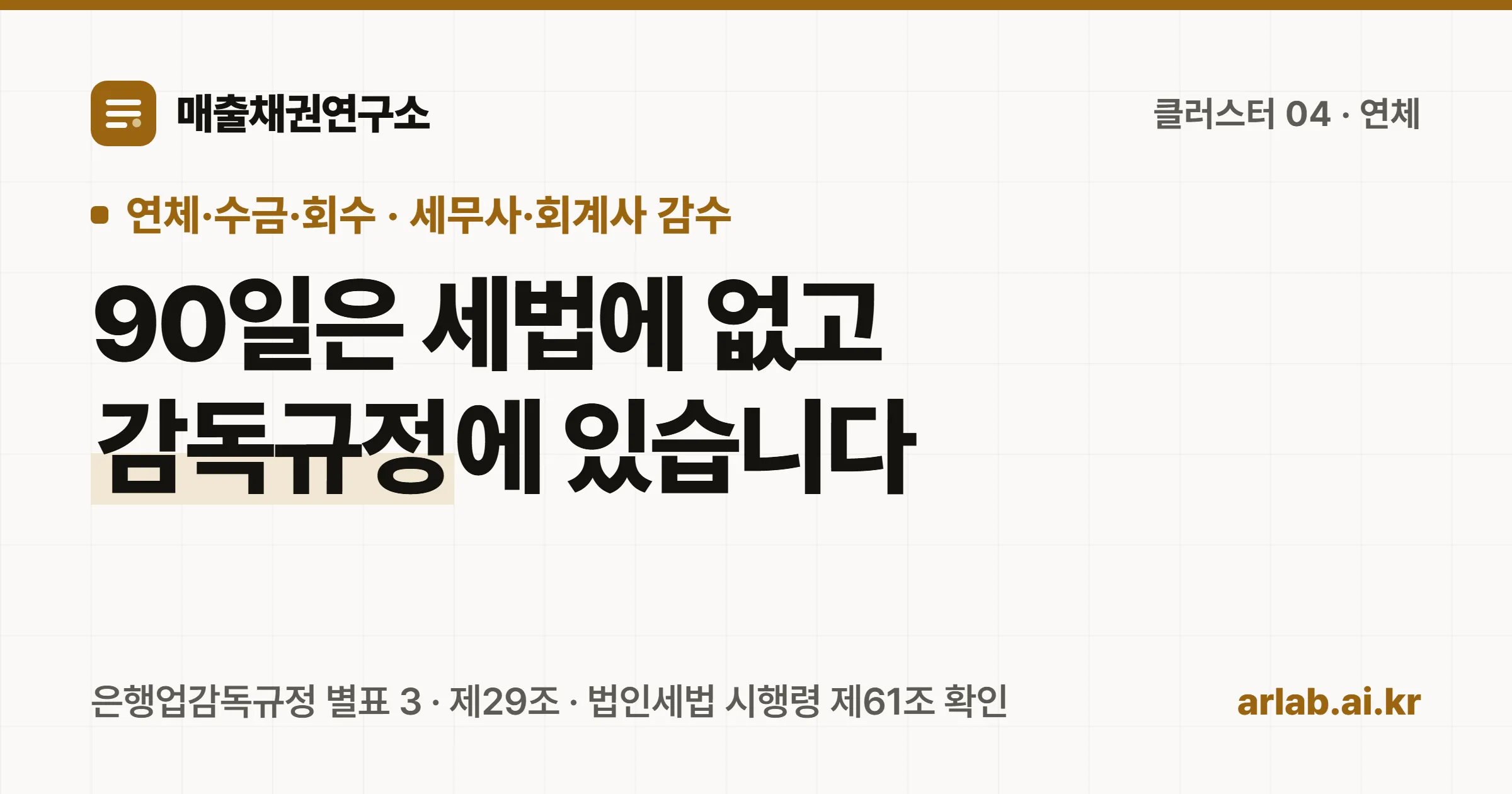 매출채권연구소 커버 — 연체 90일이 임계점이라는 말의 출처