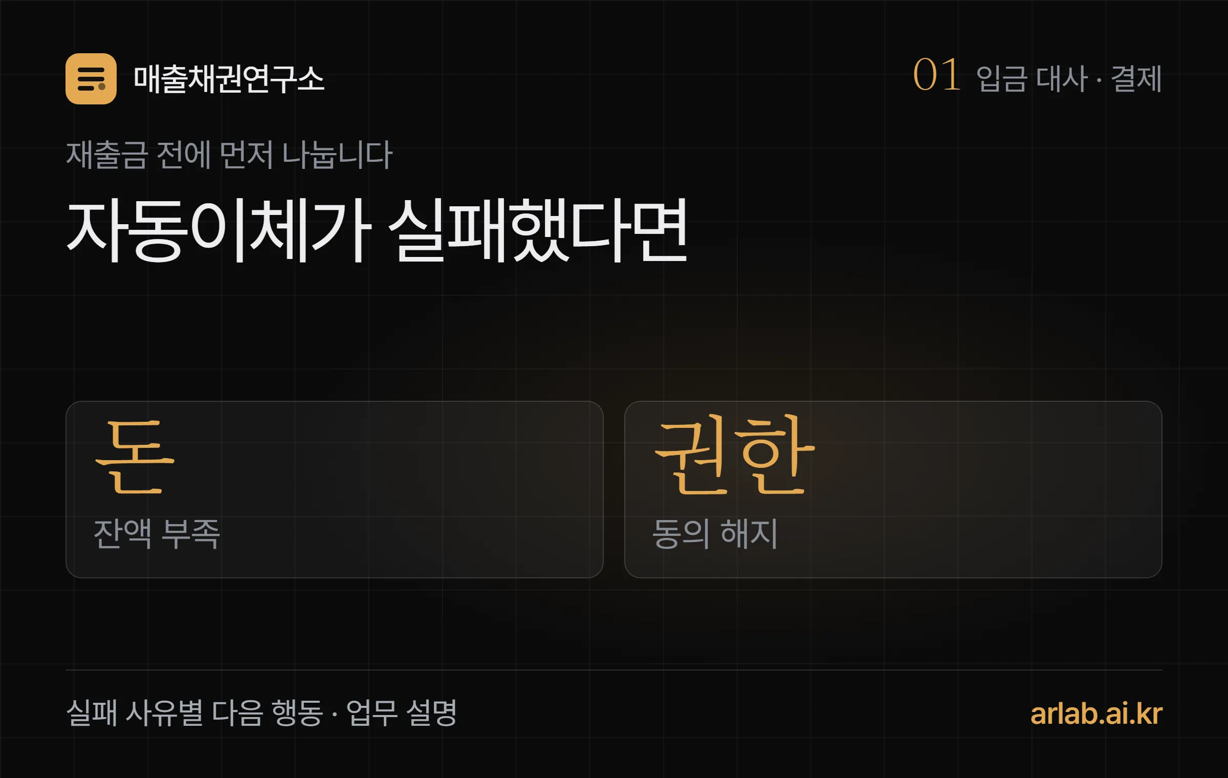 자동이체 실패 뒤 잔액 부족과 출금동의 해지를 먼저 나누는 표지
