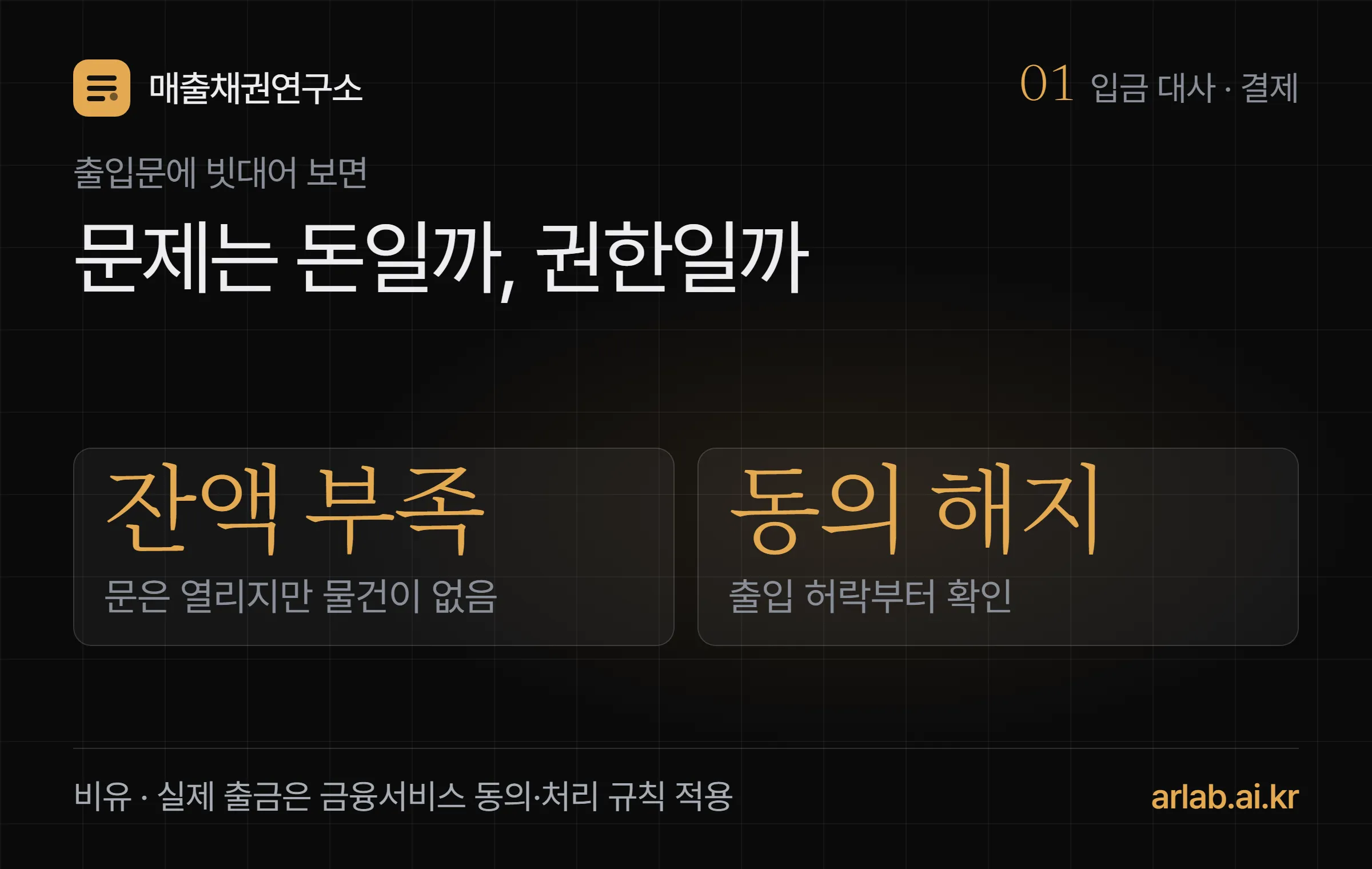 잔액 부족은 돈의 문제, 동의 해지는 권한의 문제라는 출입문 비유